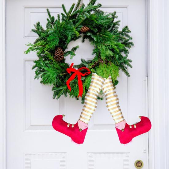 Christmas Decorations Elf Leg Ornaments Festive Tree Topper Fireplace Hanging Props Festive Atmosphere Enhancer Holiday Party Supplies