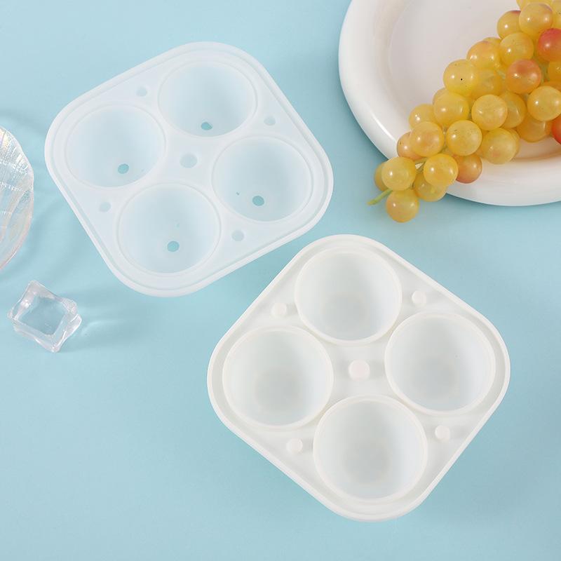 Reusable Large Silicone Ice Cube Tray with Lid Non-Stick Round Ice Ball Maker for Birthday Party Bar  Cold Drinks