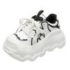 Fashion 8cm High Heel Leather Women Shoes Chunky Sneakers Autumn Wedge Platform Shoes Spring Women Breathable Comfy Skateboard Footwear