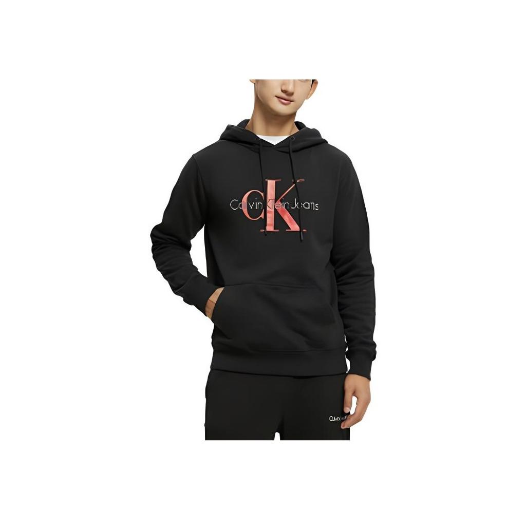 Calvin Klein Letter Embroidered Cotton Hoodie Unisex hoodies Black ZM02079-0GM