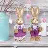 Artificial Bunny Statues Crafts with Clothes Standing Straw Easter Rabbit Decor for Desktop Gifts