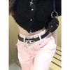 Vintage American Pink Flared Jeans Women High Waist Slim Fit Retro Bottom Trousers