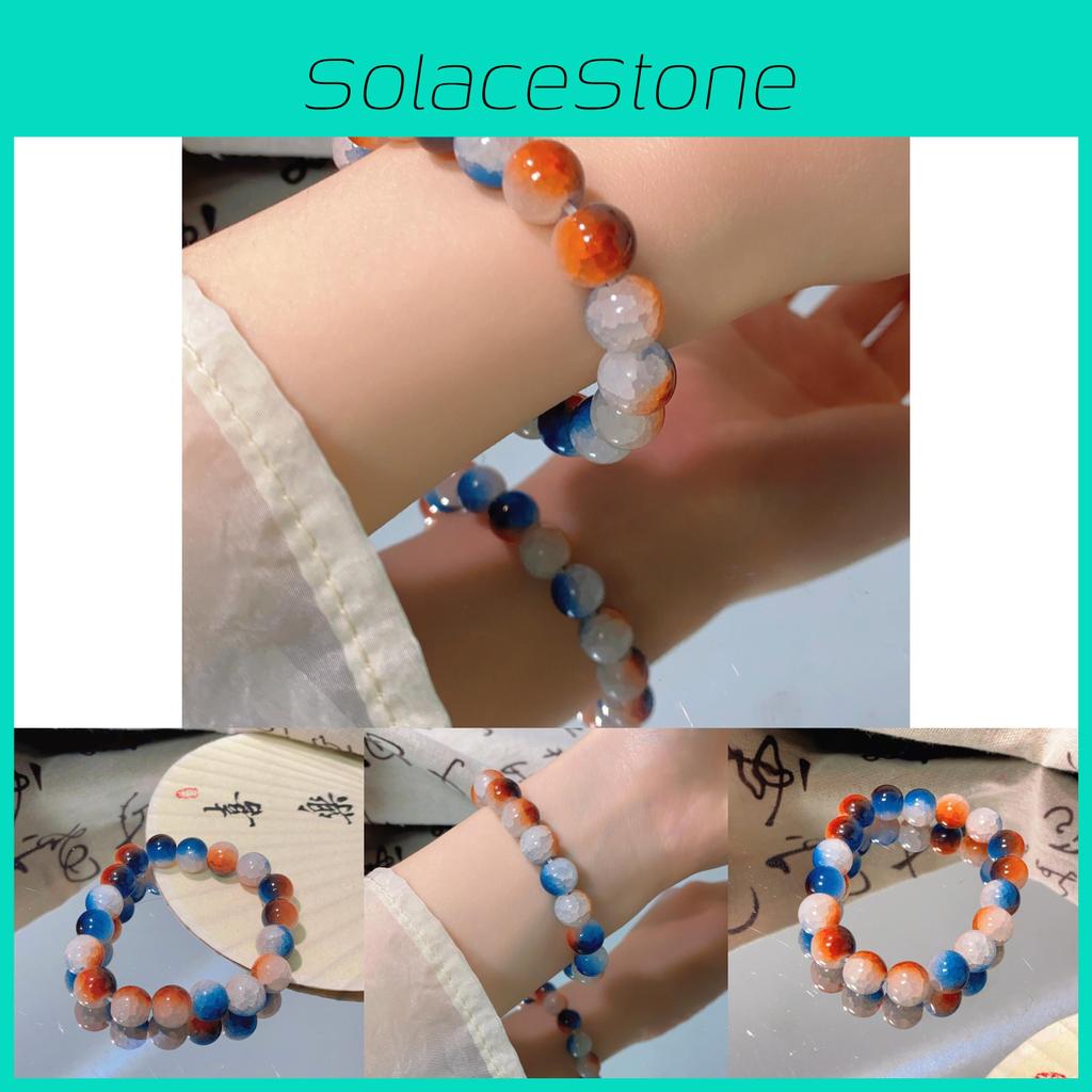 Exquisite Deep Sea Glass Bracelet With Natural Blue Tiger Eye Stones For Men And Women