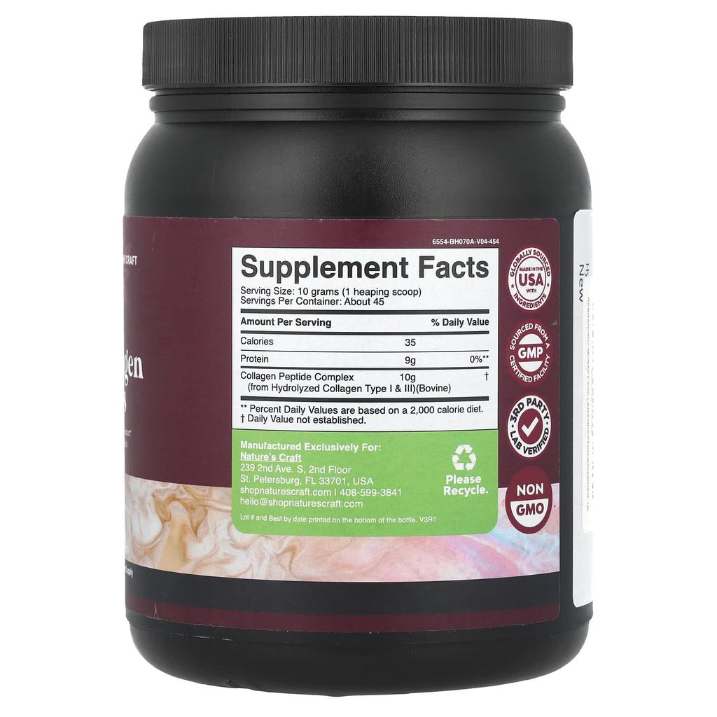 Nature's Craft Multi Collagen Peptides, Unflavored, 454G(16Oz)