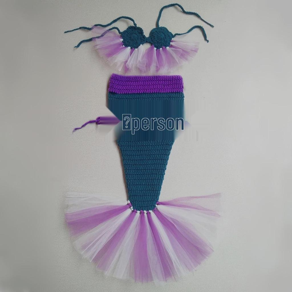 Newborn Baby Mermaid Knit Sweater Photo Outfit with Pearls