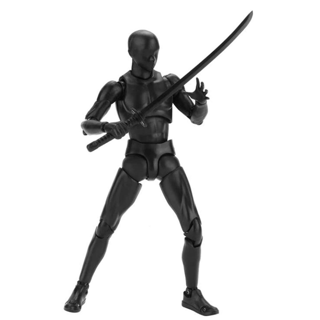 Gnallang Drawing Movable Comes with Changeable Model Cartoon Muscular Male Black Doll, Joints, Stand, Gestures, Doll, Model, Body, -