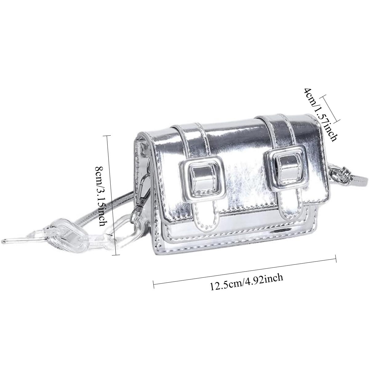 

Женская сумка-клатч с пряжкой и декором в стиле минимализма, сумка через плечо с цепочкой, однотонная сумка через плечо серебряный