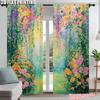 Bunte Blumige Pflanze Bedruckter Fenstervorhang Wohnzimmer Schlafzimmer Heimdekor Design Sichtschutz Vorhänge Set von 2 Hergestellt Polyester Groß