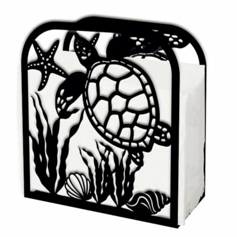 

Sea Turtle Iron Napkin Holder - Retro Seaweed Design for Dining Table or Kitchen Decor 12*10.2*4 cm чёрный
