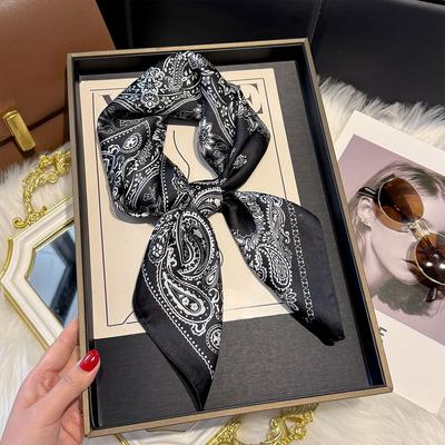 NEW Paisley Silk Square Scarf Women Satin Shawl Wrap Hijab Female Hair Band Wrist Luxury Headkerchief 70*70cm Echarpe Bandana