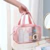 Cosmetic Bag PU PVC Clear Cartoon Pattern Handheld Waterproof L Size Makeup Bag for Swimming Toiletry Pink