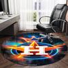 Neon Lights Houston Logo Round Rug for Livingroom,Bedroom, Palyroom, Chair Rug, Area rug, Circle Carpet, Large Size Fan Christmas gift
