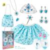 Kids Dress-Up Jewelry Set With Butterfly Hair Tie Princess Necklace Angel Wing Pendant Heart Earrings Crystal Shoe Covers