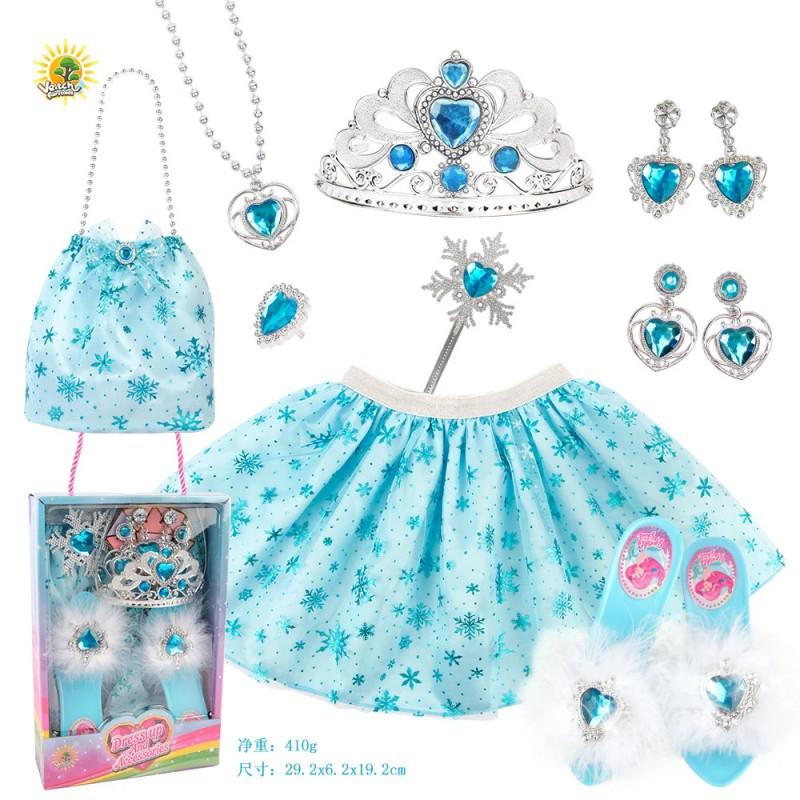 Kids Dress-Up Jewelry Set With Butterfly Hair Tie Princess Necklace Angel Wing Pendant Heart Earrings Crystal Shoe Covers