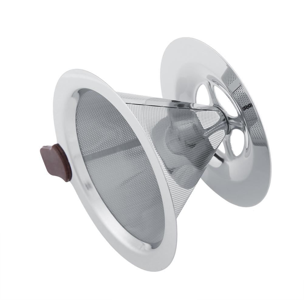 Stainless Steel Coffee Filter Reusable Double Layer Brew Dripper with Cup Stand
