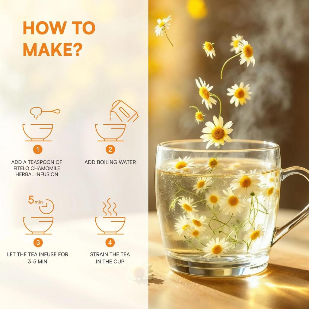 Fitelo Chamomile Deep Sleep Tea (PACK OF 2) | Helps In Relaxing Body & Mind | Premium Chamomile, Hibiscus & Lavender Blend | Natural Cafeine