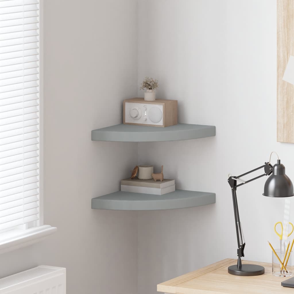 Corner Floating Shelves 2 pcs Grey 35 x 35 x 3.8 cm MDF
