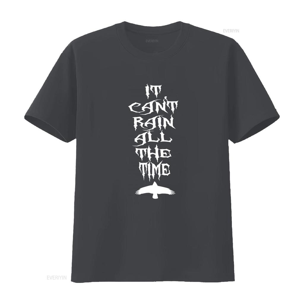 It Cant Rain All The Time Gothic Style T Shirt with Raven Print vintage Washed streetwear Comfortable Top For Everyday Wear