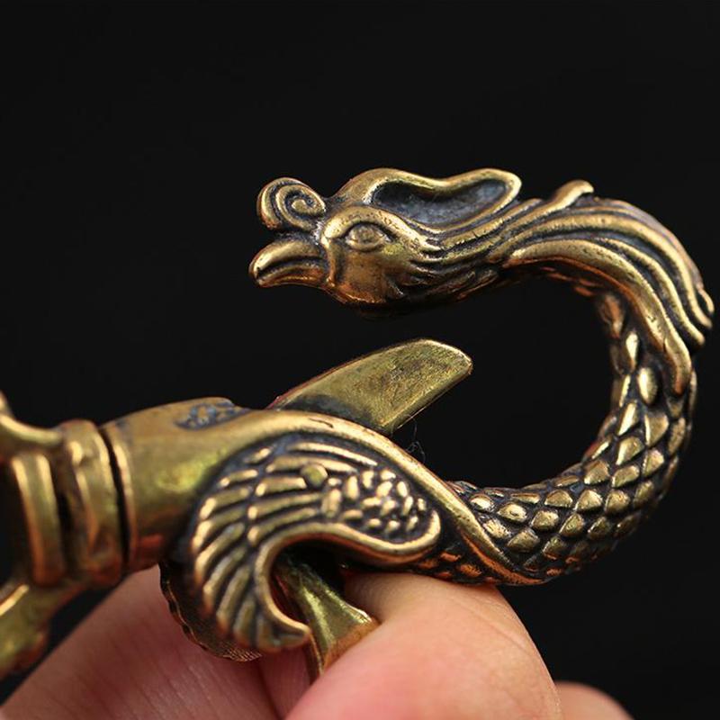 Figurine cu dragon de cupru de epocă Ornamente mici, retro, alamă, animale, lanțuri de chei pentru mașini, artizanat, decorațiuni pentru birou, accesorii