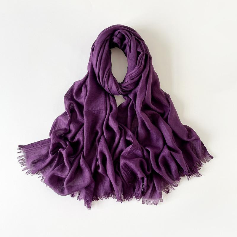 Summer Versatile Cotton and Linen Scarf Shawl Lengthened Solid Color Yarn Shawl Sunscreen Shawl Simple Scarf Silk Scarf Women
