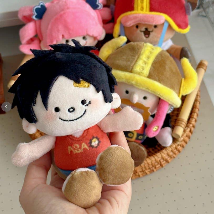 New One Piece Straw Hat Crew Round 3 Plush Doll Luffy Zoro 15cm Beady Eye Series Chui Body Cotton Doll Keychain Fanmade Gift