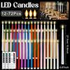 12-72Pcs Flameless Taper Candles with Remote Wedding LED Candles Flickering Fake Candles Faux Electric Candles Table Home Decor