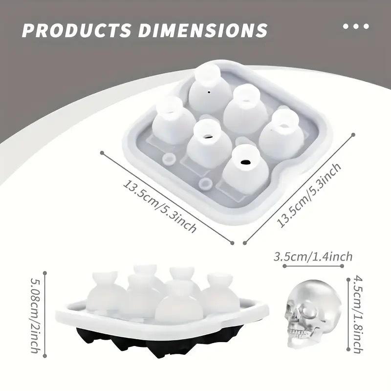 Skull Silicone Ice Cube Tray Mold: Creative DIY Halloween Ice Maker, Four-Piece Set.