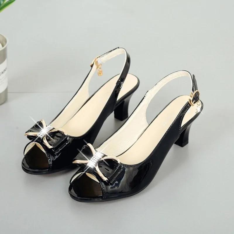 Women's Sandals 2024 Female Stiletto High Heel Shoes for Women Sexy Open Toe Fish Mouth Shoes Woman Bowknot Party Sandals Ladies
