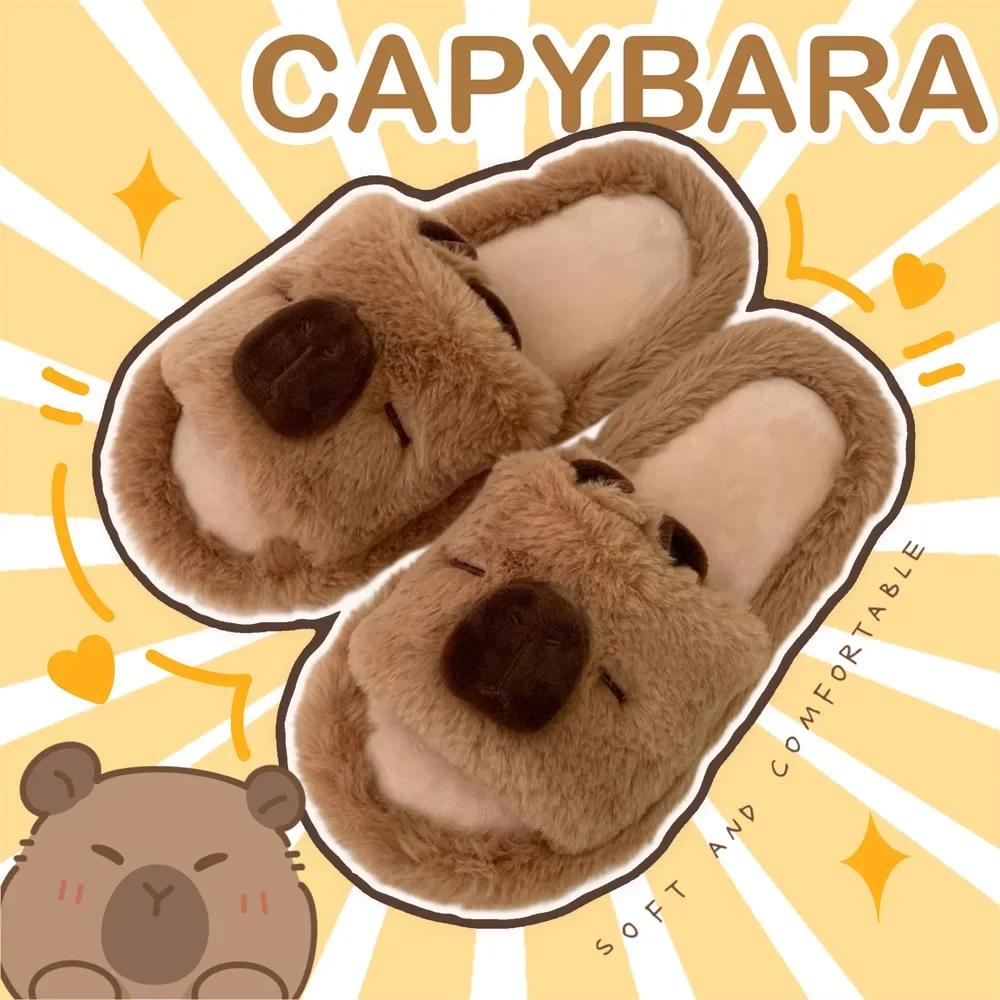 Indoor Warm Soft Sole Fluffy Slippers for Woman Autumn Winter Warm Shoes Cute Cartoon Flip-flops Couples Home Bedroom Slides