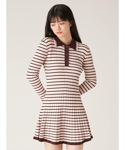 Lily Brown Polo Knit Mini Dress Women's (LWNO251132, Pink)