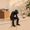 Home Office Decoration 3D Printed Motorcycle Rider Figurine, Thinking Statue Shelf Car Dashboard Accessory Sitter for Decoration, Enthusiasts