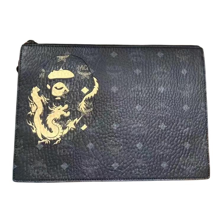 MCM × BAPE LNY Classic Monogram Dragon Pattern Wristlet Unisex Wristlet MXZESTA04BK001