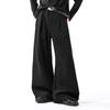 Premium American pleated pendant wide-leg pants trendy brand casual scimitar pants men's and women's commuting loose black pants