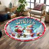 Santa and Snowman Winter Wonderland Print Round Rug, Living Room, Bedroom, Playroom Carpet, Non Slip Floor Mat, Gift