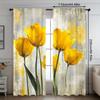 2PCS Elegant Yellow Floral Sheer Curtains Rod Pocket for Living Room Office Kitchen Bedroom Caf Holiday Home