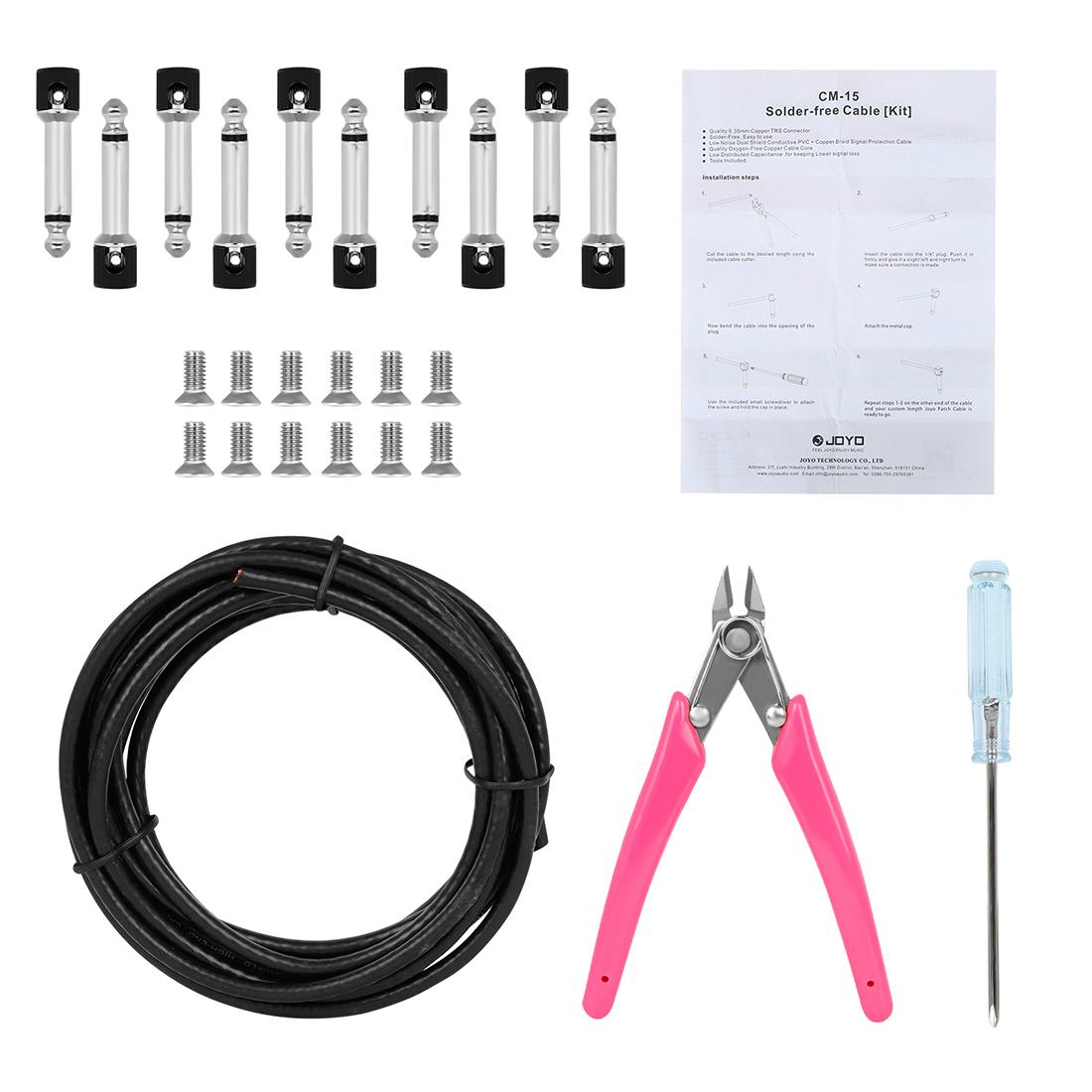 

JOYO Solderless Patch Cable Set DIY Guitar Pedal Board Cable Cord Wire 10 Solder Free Plugs 3M Cable Screwdriver Pincer Set