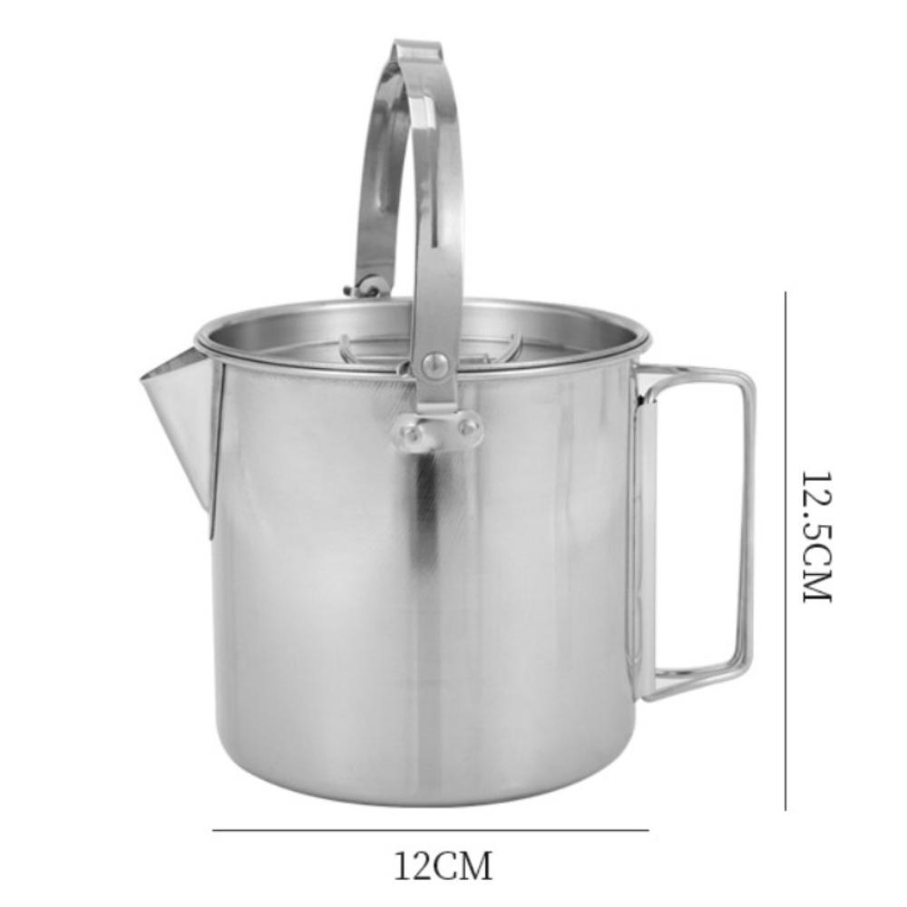 1.2L/40.58oz Camping Kettle With Foldable Handle Outdoor Cookware Durable Portable Teapot  Hiking
