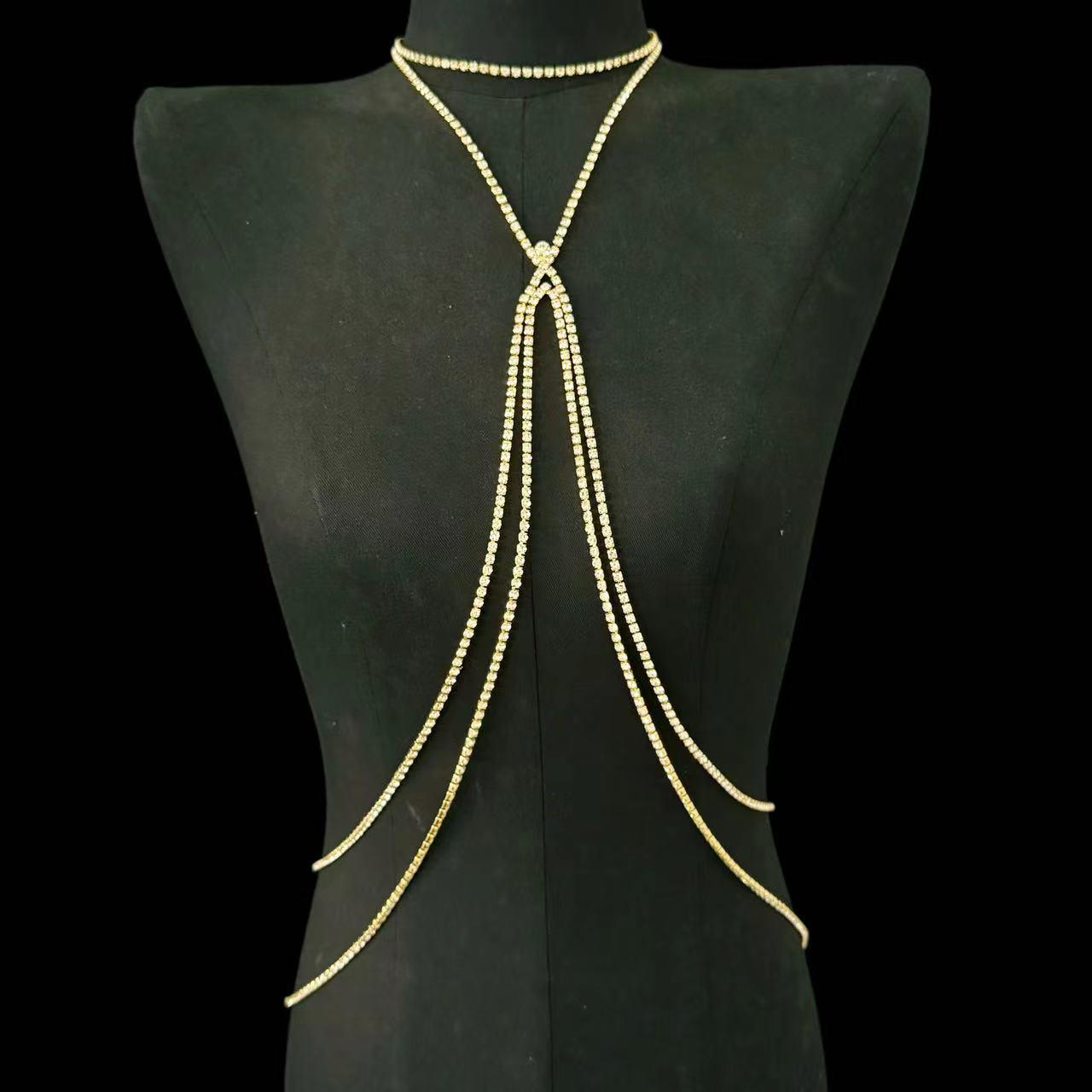 

Преувеличенное ожерелье-кисточка со стразами, цепочка для тела для ночных клубов