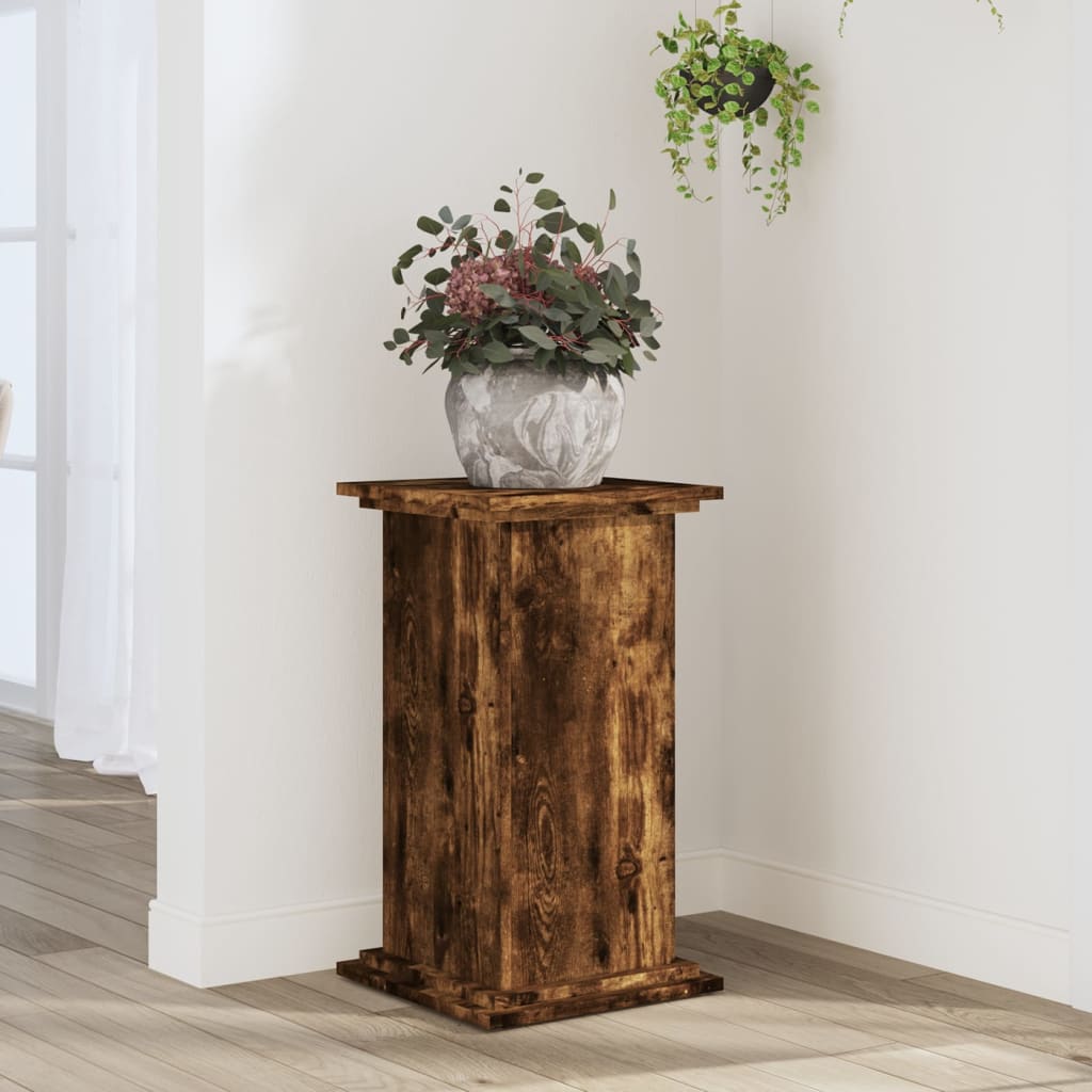 Plant Stand Smoked Oak 33 X 33 X 60 Cm Wood Based Material