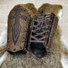 Medieval Wristband Men Cosplay Totems Embossed Bracer Gauntlet for Men Cosplay PU Wristband for Photoshoots and Stage