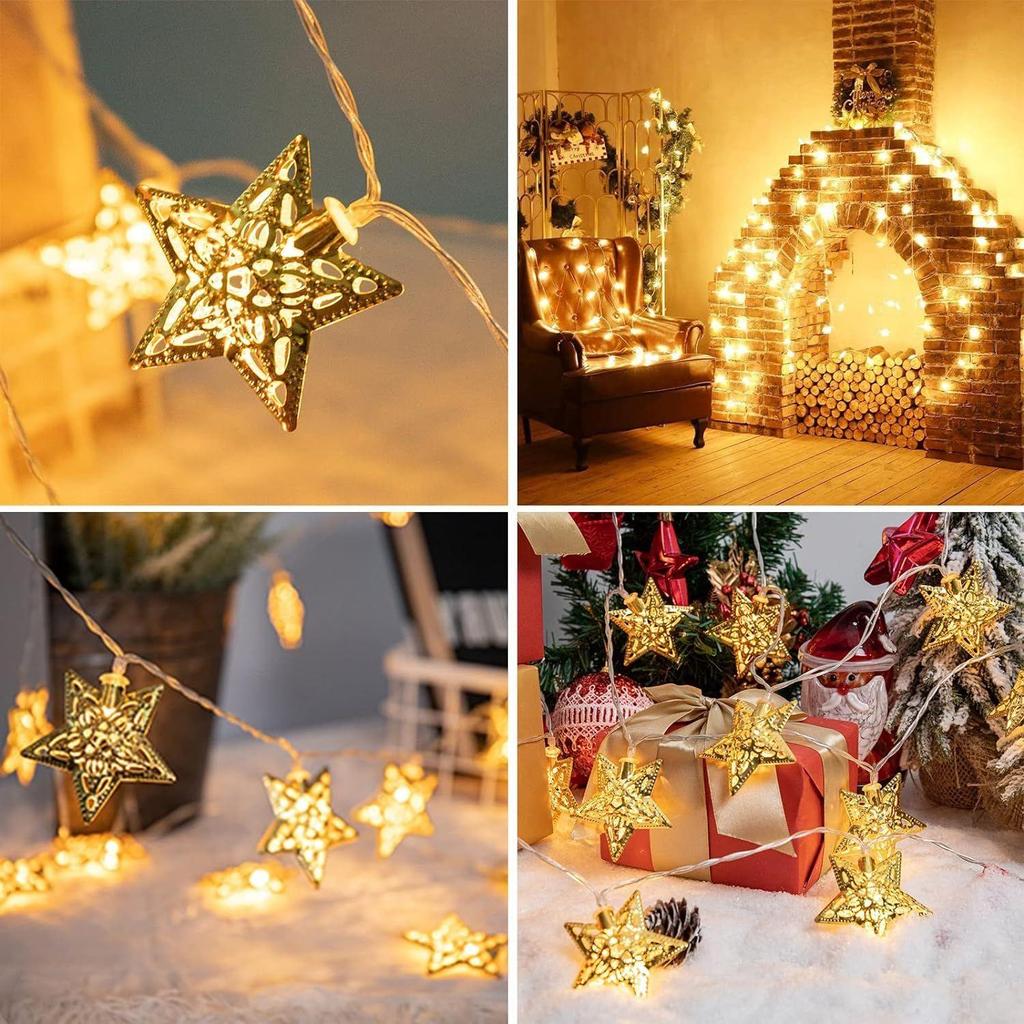 Lumina Stea Metalică pentru Decor - 1 buc, 4 metri, 10 LED-uri, Lumini Decorative, Lumini pentru Decor Acasă, Decor