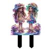 Fairy Tale Garden Stake 2D Flat Acrylic Decorative Stake Weatherproof Goddess Fairy Decoration with Stake for Home Patio Outdoor Decoration