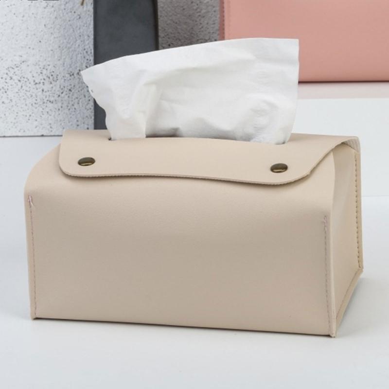 PU Leather Tissue Box Rectangular Paper Towel Container Elegant Tissues Storage Box Refillable Napkin Dispenser Rack
