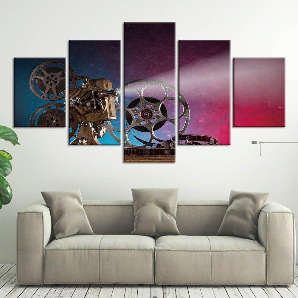5Pcs Film Movie Projector Cinema Decor Canvas Wall Art HD Print Pictures Paintings Poster Home Decor Modern Abstract 5 Pieces