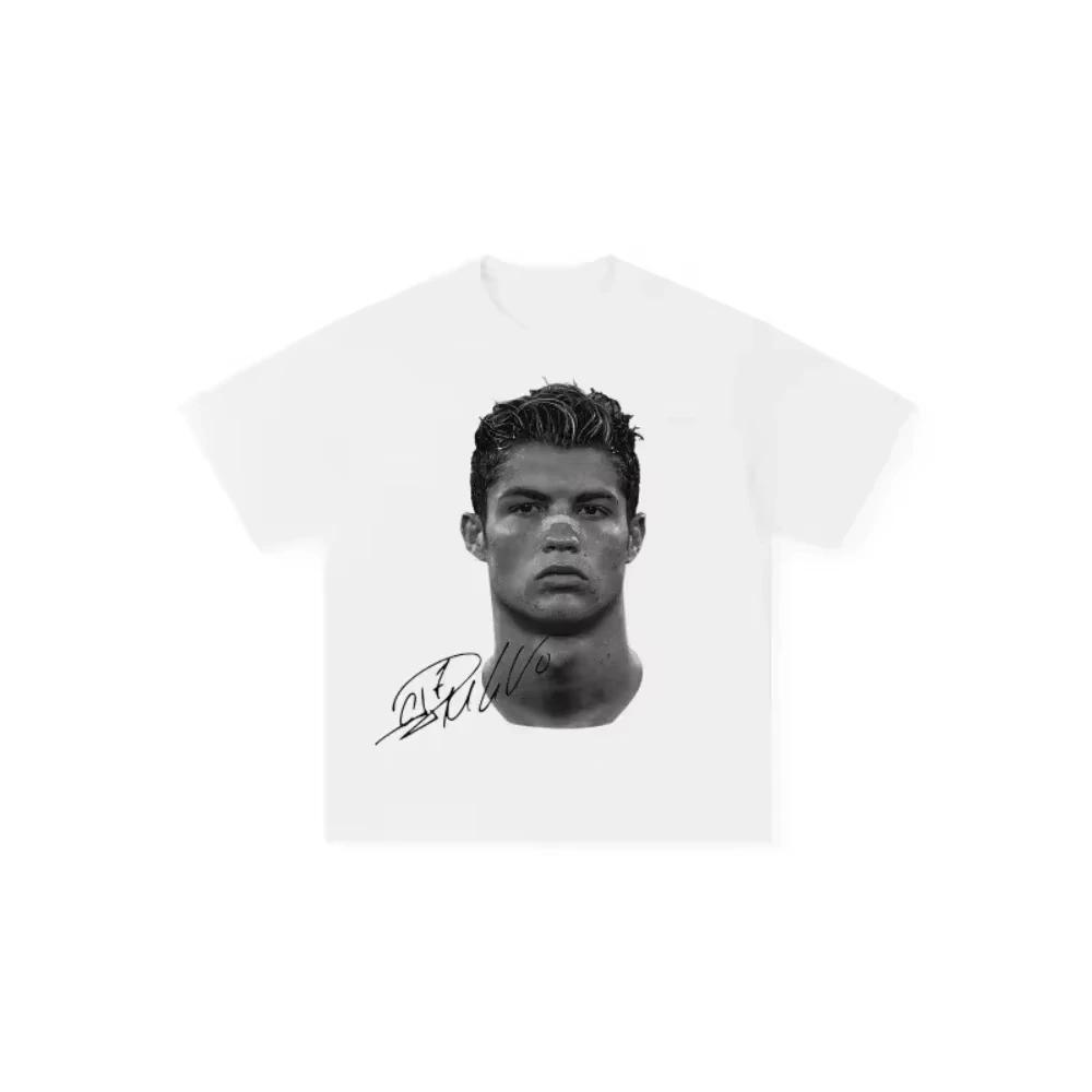 Cristiano Ronaldo Soccer Superstar Super Fashion Print Short Sleeve Cotton Tshirt Unisex and Women Worn American Style T Shirt