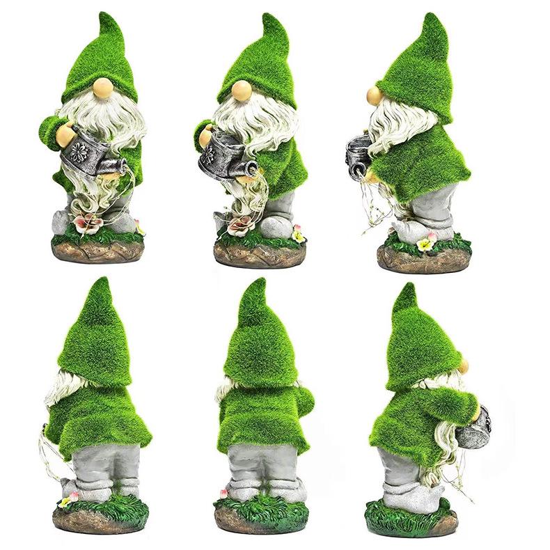 Solar-Powered Flocked Gnome Garden Statue