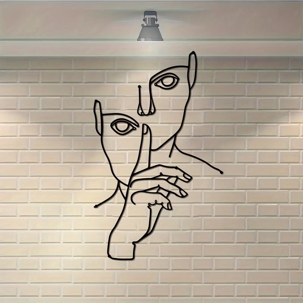 1pc Abstract Face Line Art Wire Wall Decor Metal Minimalist Home Bedroom Gift Halloween Christmas New Year