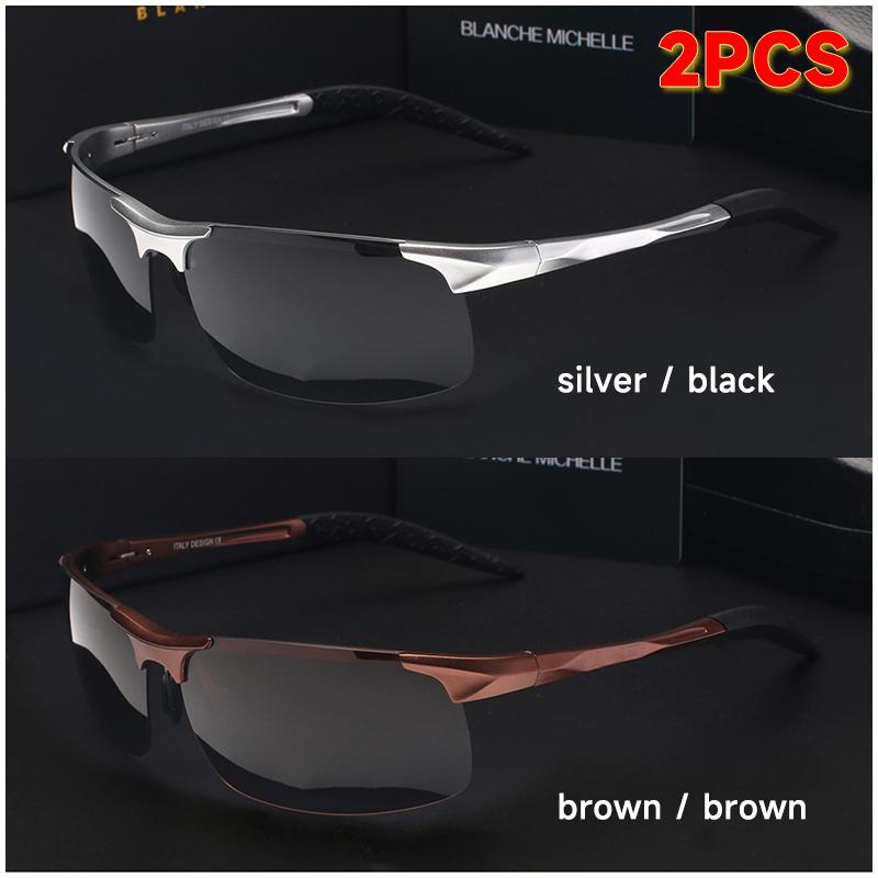 Ultra Light Aluminum Magnesium Sport Sunglasses Men UV400 Gold Rectangle Driving Sun Glasses Outdoor
