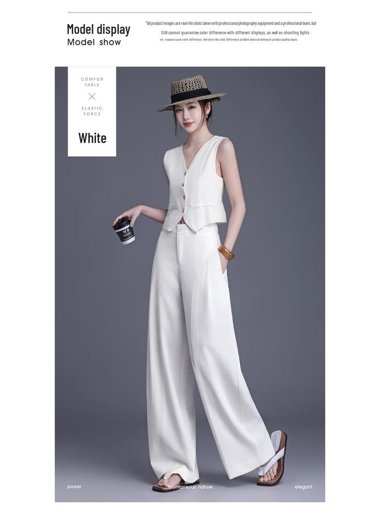 Spring New Arrival High-Waisted Wide-Leg Drapey Slimming Pants - Floor-Length Casual Straight-Leg Trousers