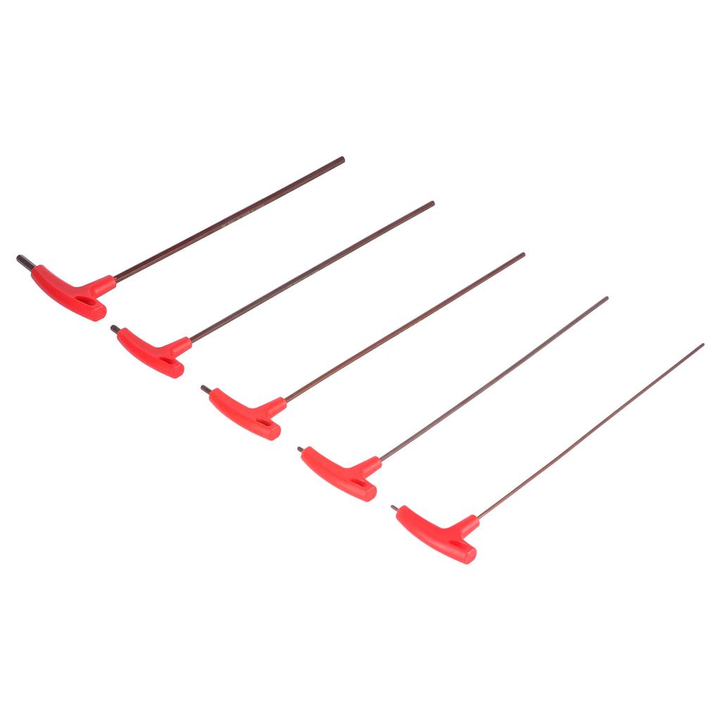 5 Stück T-Griff Sechskantschlüssel S2 legierter Stahl Flachkopfschlüssel Mechanische Reparatur Befestigungswerkzeuge